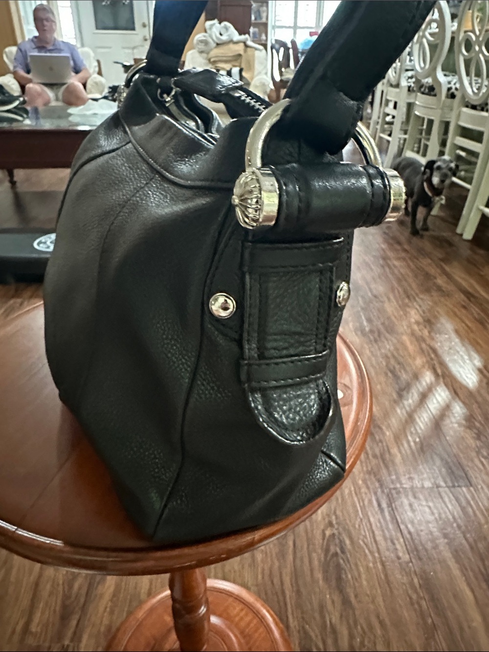 b. makowsky Black Pebbled Leather Hobo Bag - Picture 4 of 9